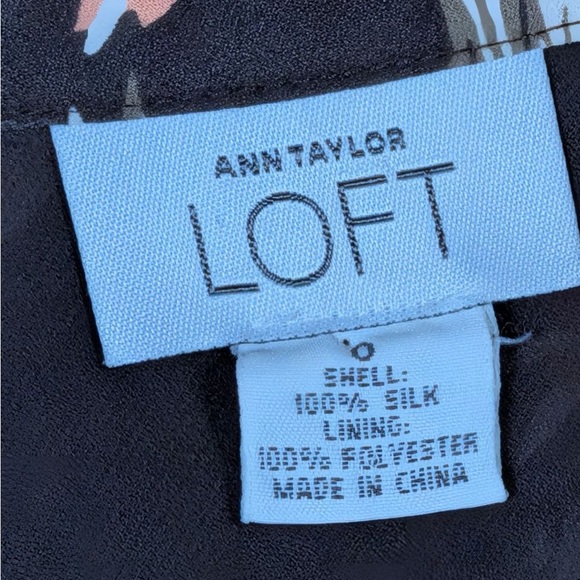 LOFT 100% Silk Floral Midi Skirt Size 0 Brown High Waist - Picture 4 of 9